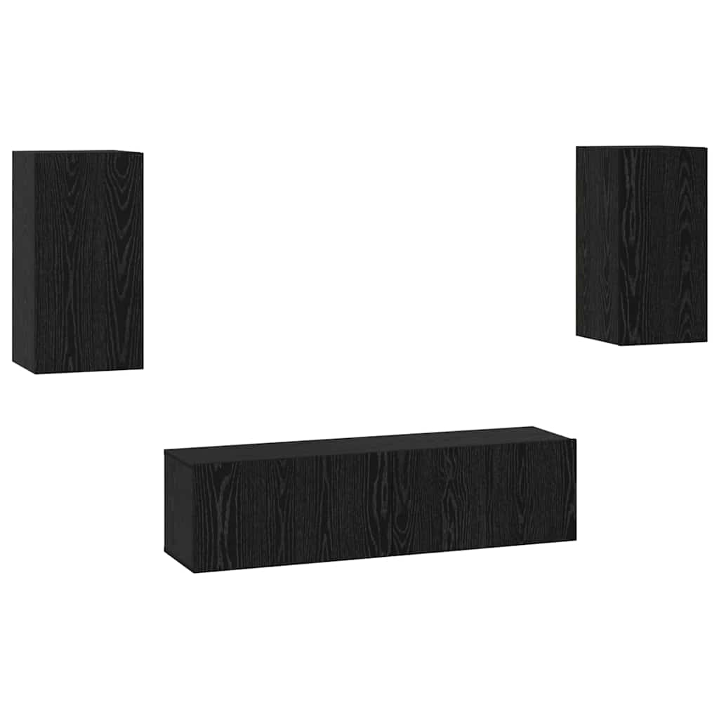 Set mobile TV Montaggio a parete-Credenza per TV Rovere Nero Legno multistrato 825011