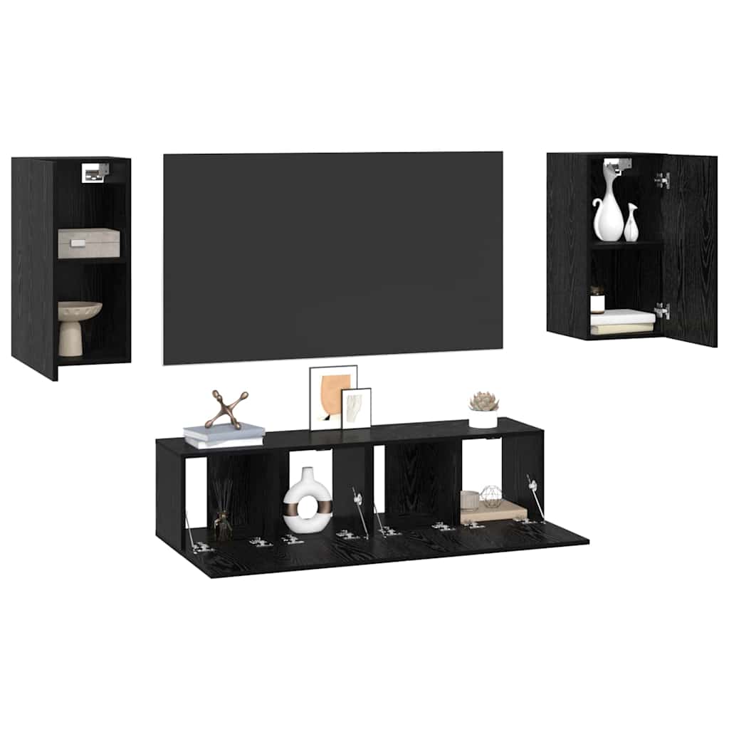 Set mobile TV 4 pcs Rovere Nero Media 60 x 30 x 30 cm 3393463
