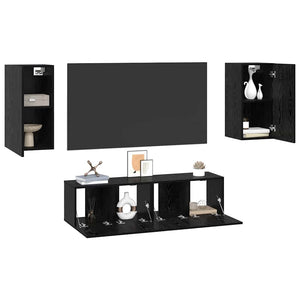 Set mobile TV Montaggio a parete-Credenza per TV Rovere Nero Legno multistrato 825011