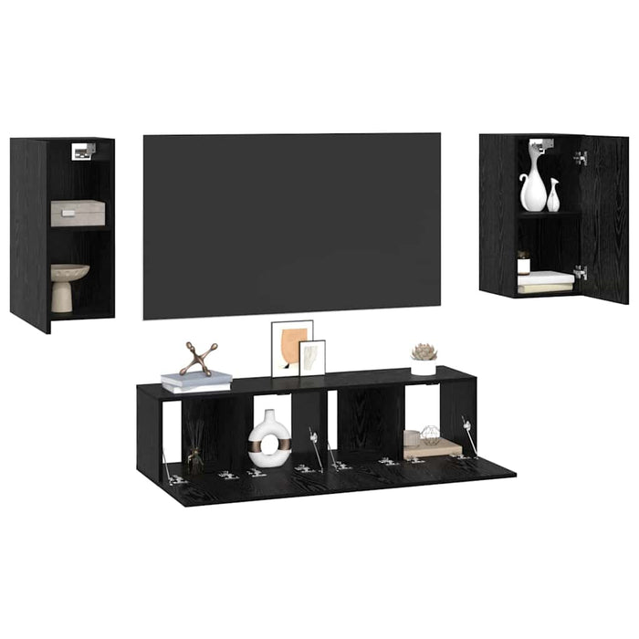 vidaXL Set mobile TV 4 pcs Rovere nero Media 30.5 x 30 x 60 cm