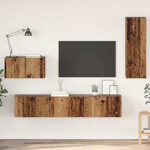 Mobile TV da Parete 4 pz-Set di 4 Mobile TV a Muro-Credenza TV Legno vecchio Legno multistrato 527778