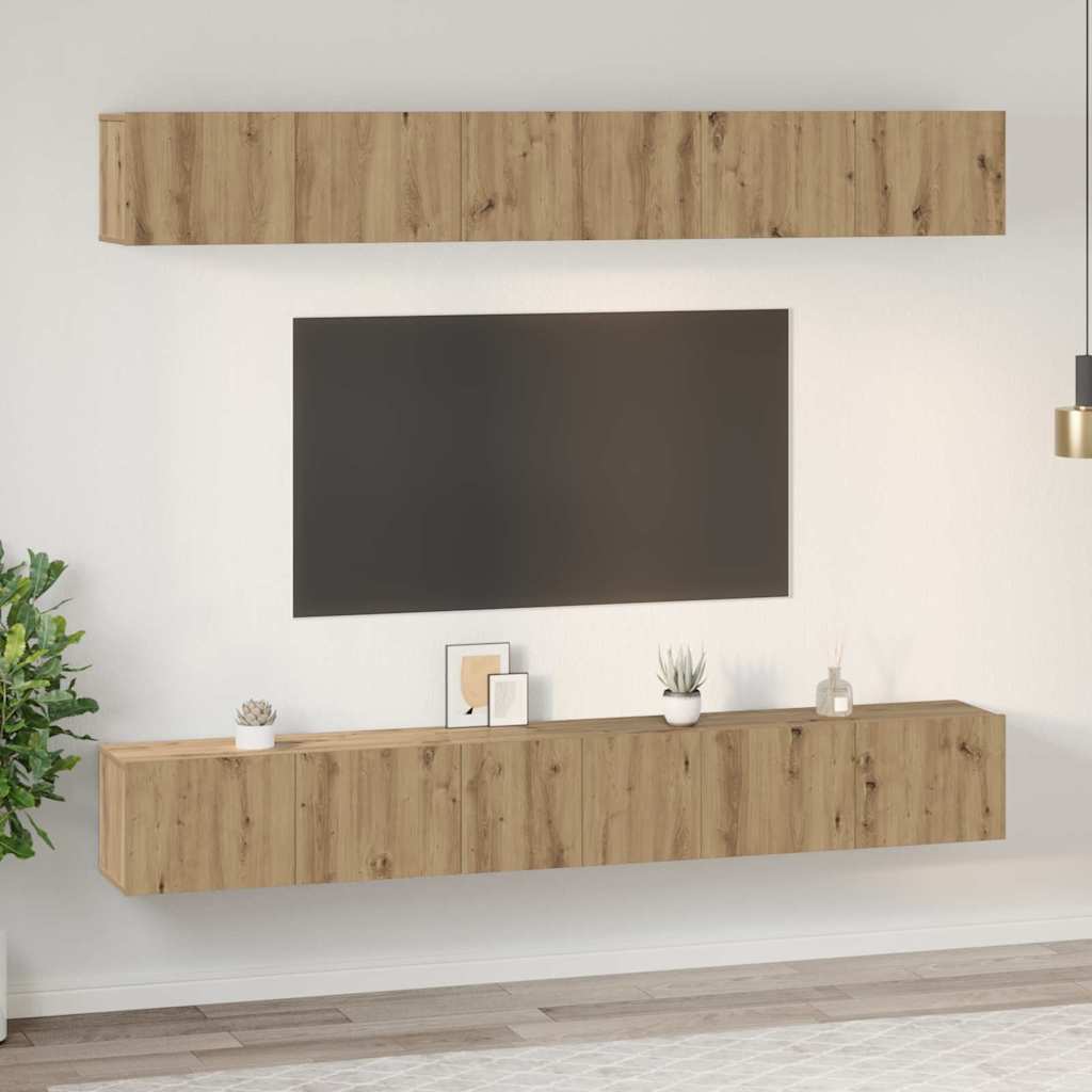 vidaXL Set mobile TV 6 pcs rovere artigianale 80 x 30 x 30 cm