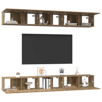 Set mobile TV 6 pz-Set di 6 Credenza per TV Rovere artigianale Legno multistrato 721444
