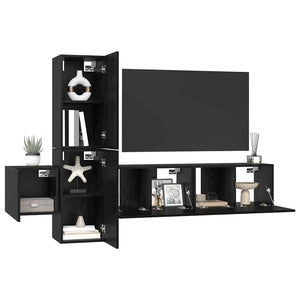 vidaXL Set mobile TV 5 pcs Rovere nero 181 x 30 x 120 cm