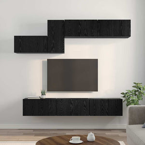 vidaXL Set mobile TV 7 pcs Rovere nero 60 x 30 x 30 cm