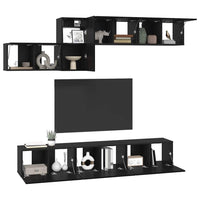 vidaXL Set mobile TV 7 pcs Rovere nero 60 x 30 x 30 cm