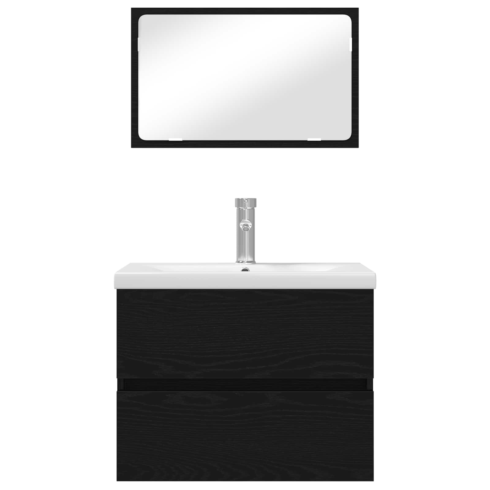 Set di mobili per il bagno 3 pcs Rovere Nero Legno multistrato 3393505