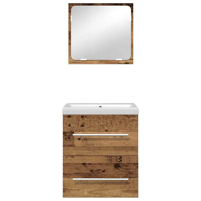 Set di mobili per il bagno con cassetto 2 pcs Legno vecchio 3393507