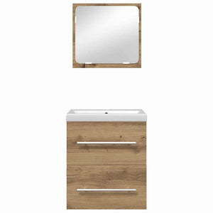 Set di mobili per il bagno 2 pcs Rovere nero 41 x 38.5 x 48 cm 3393508