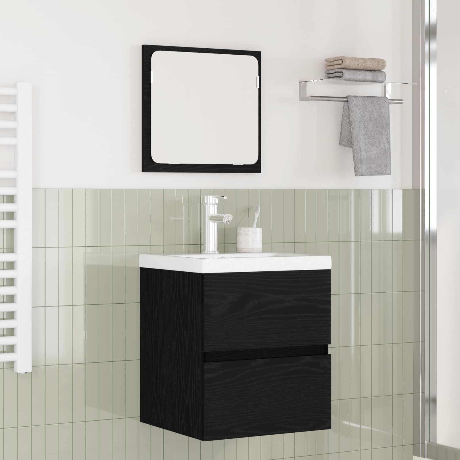 Set di mobili per il bagno 2 pcs Rovere Nero e Bianco 3393511