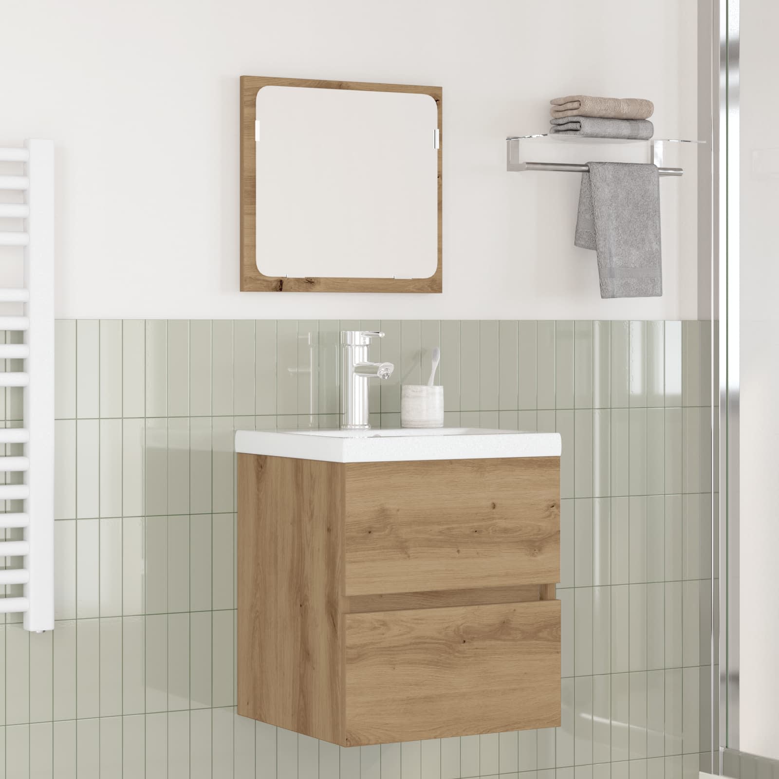 Set di mobili per il bagno 2 pcs Rovere Artigiano e Bianco 3393512