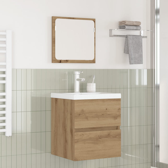 Set di mobili per il bagno 2 pcs Rovere Artigiano e Bianco 3393512