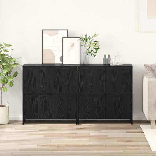 vidaXL Sideboards 2 pcs Rovere nero 70 x 41 x 75 cm Legno multistrato