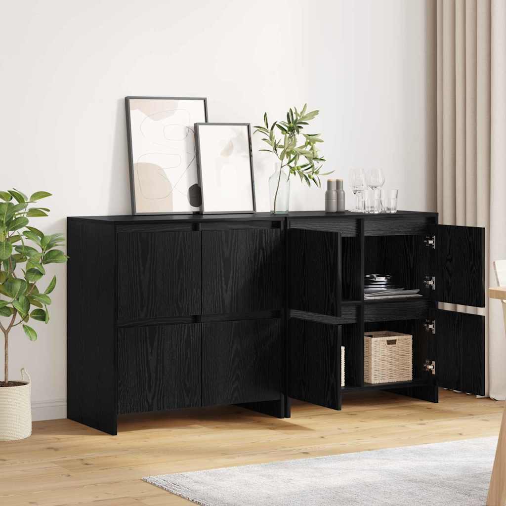 vidaXL Sideboards 2 pcs Rovere nero 70 x 41 x 75 cm Legno multistrato