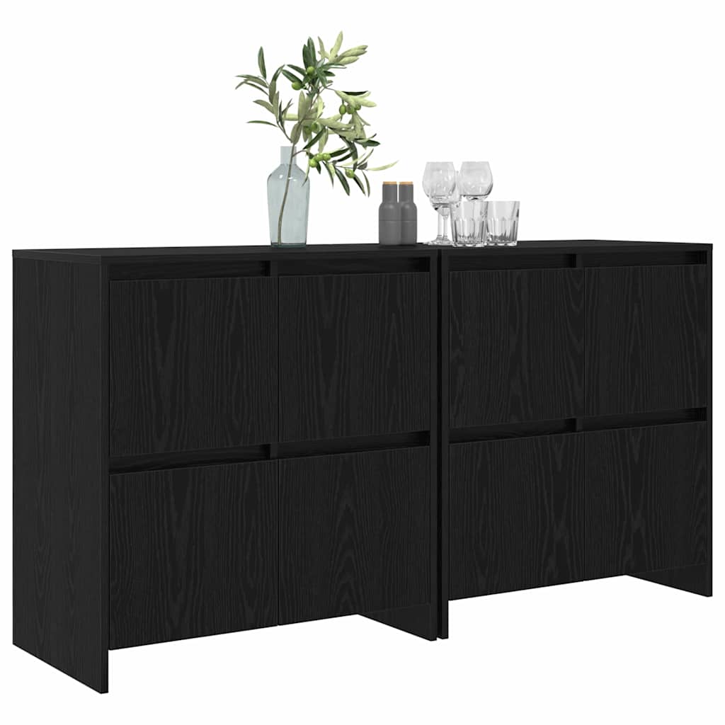 vidaXL Sideboards 2 pcs Rovere nero 70 x 41 x 75 cm Legno multistrato
