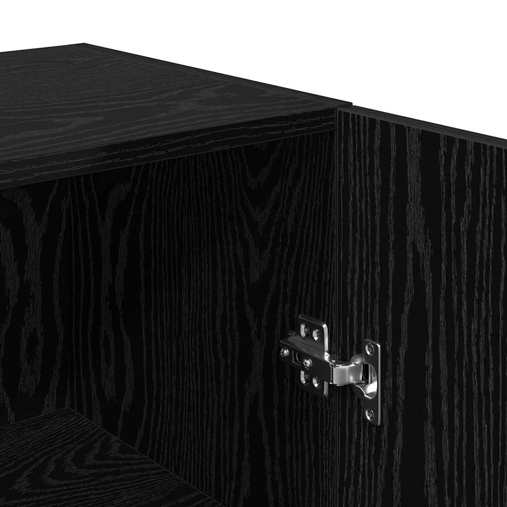 Set mobile TV Montaggio a parete-Credenza per TV Rovere Nero Legno multistrato 798597