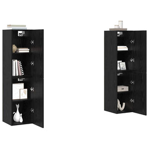 Set mobile TV Montaggio a parete-Credenza per TV Rovere Nero Legno multistrato 798597