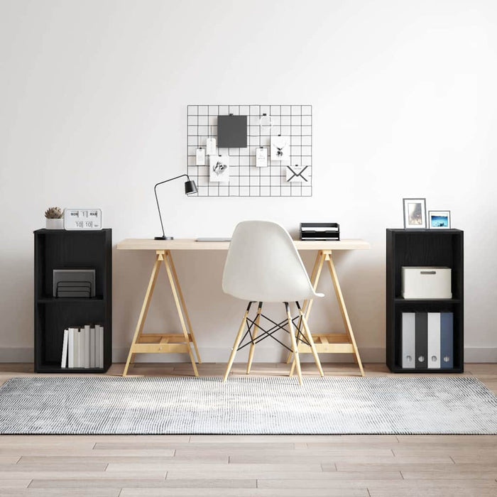 Set mobile TV 2 pz-Set di 2 Credenza per TV Rovere Nero 37 x 35 x 72 cm