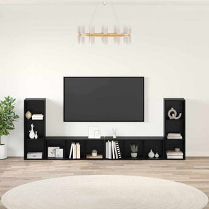Set mobile TV 4 pz-Set di 4 Credenza per TV Rovere Nero 37 x 35 x 107,5 cm