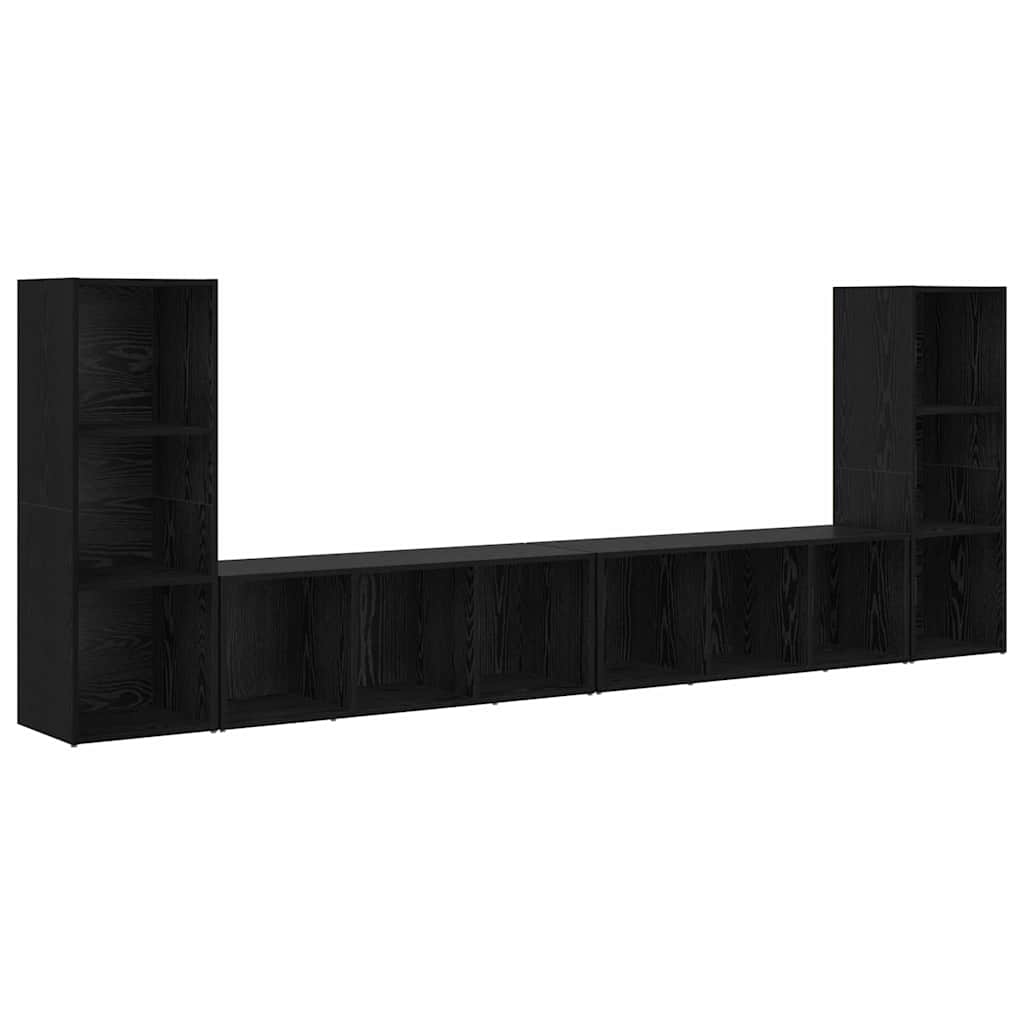 Set mobile TV 4 pz-Set di 4 Credenza per TV Rovere Nero 37 x 35 x 107,5 cm