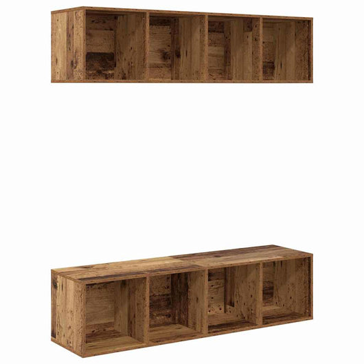 Set mobile TV 2 pz-Set di 2 Credenza per TV Legno vecchio 37 x 37 x 142,5 cm