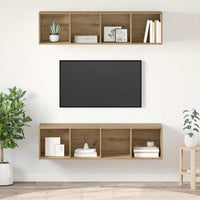 Set mobile TV 2 pz-Set di 2 Credenza per TV Rovere artigianale 37 x 37 x 142,5 cm