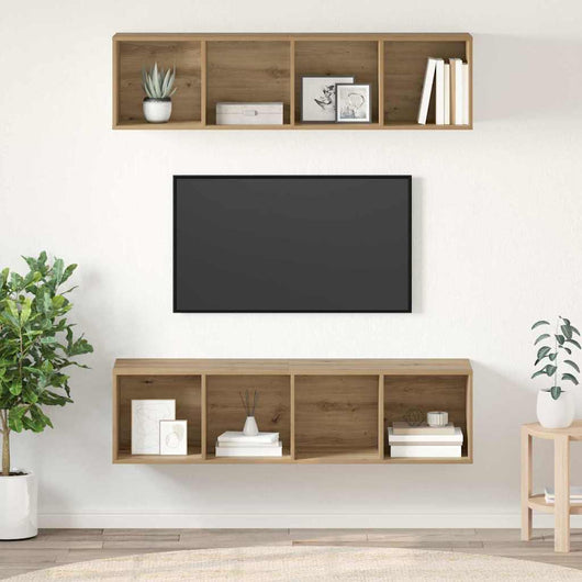 Set mobile TV 2 pz-Set di 2 Credenza per TV Rovere artigianale 37 x 37 x 142,5 cm