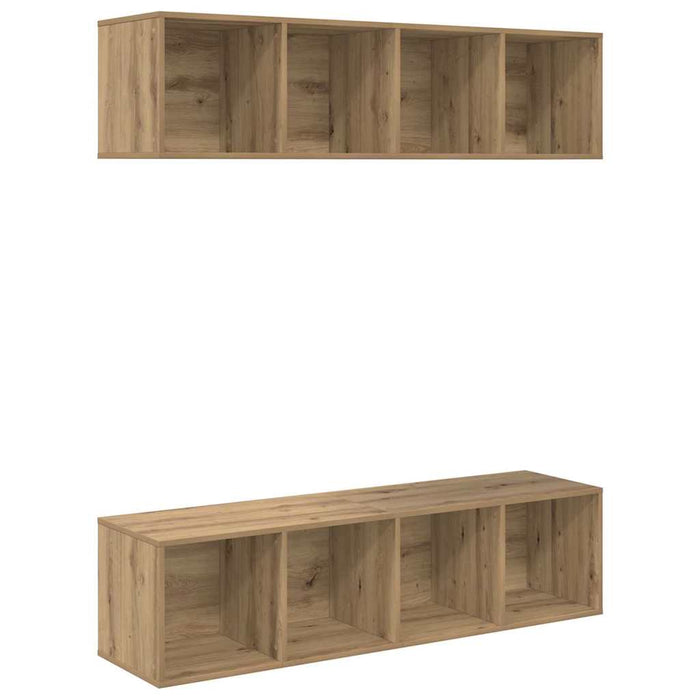 Set mobile TV 2 pz-Set di 2 Credenza per TV Rovere artigianale 37 x 37 x 142,5 cm