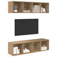 Set mobile TV 2 pz-Set di 2 Credenza per TV Rovere artigianale 37 x 37 x 142,5 cm