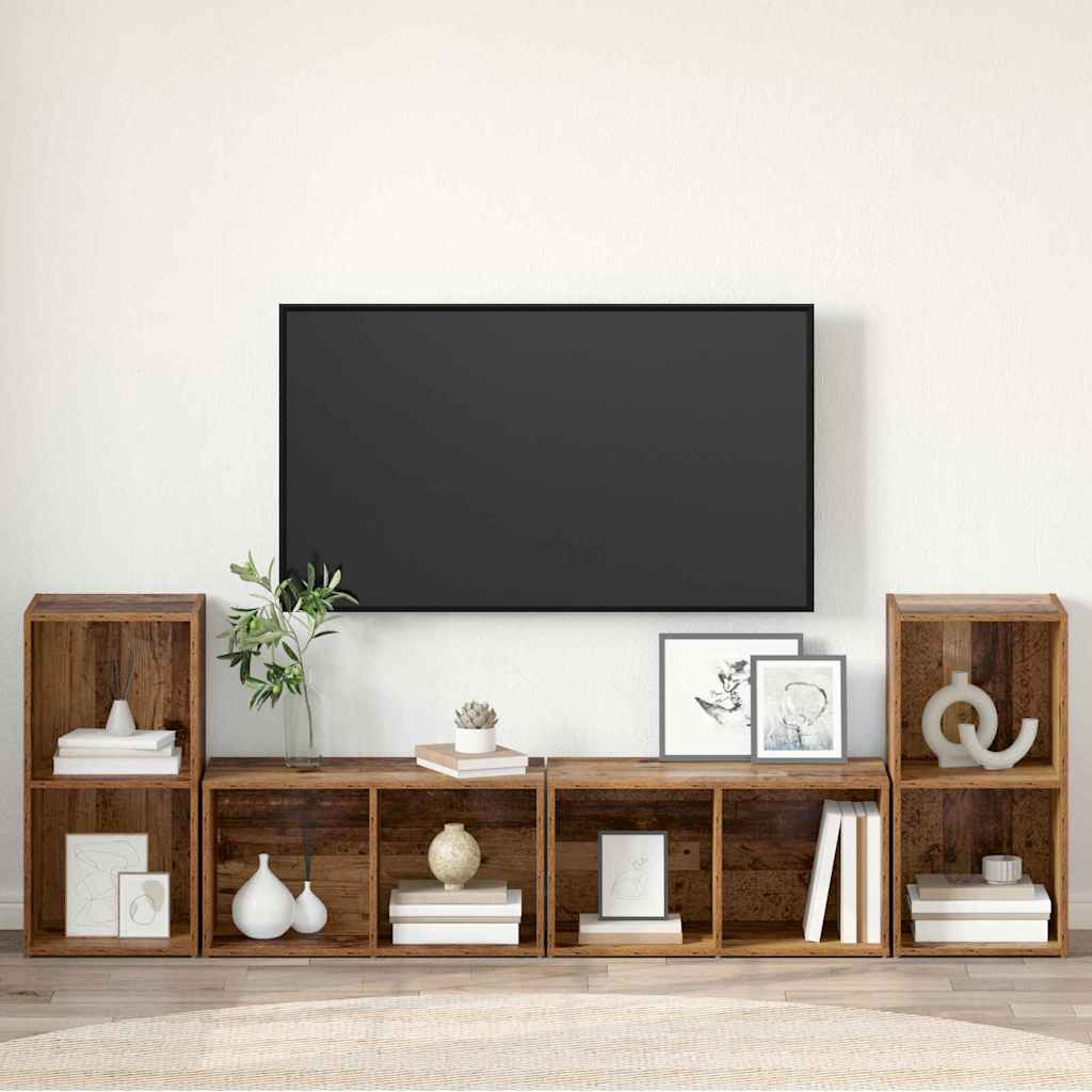 vidaXL Set mobile TV 4 pcs Legno vecchio 37 x 35 x 72 cm