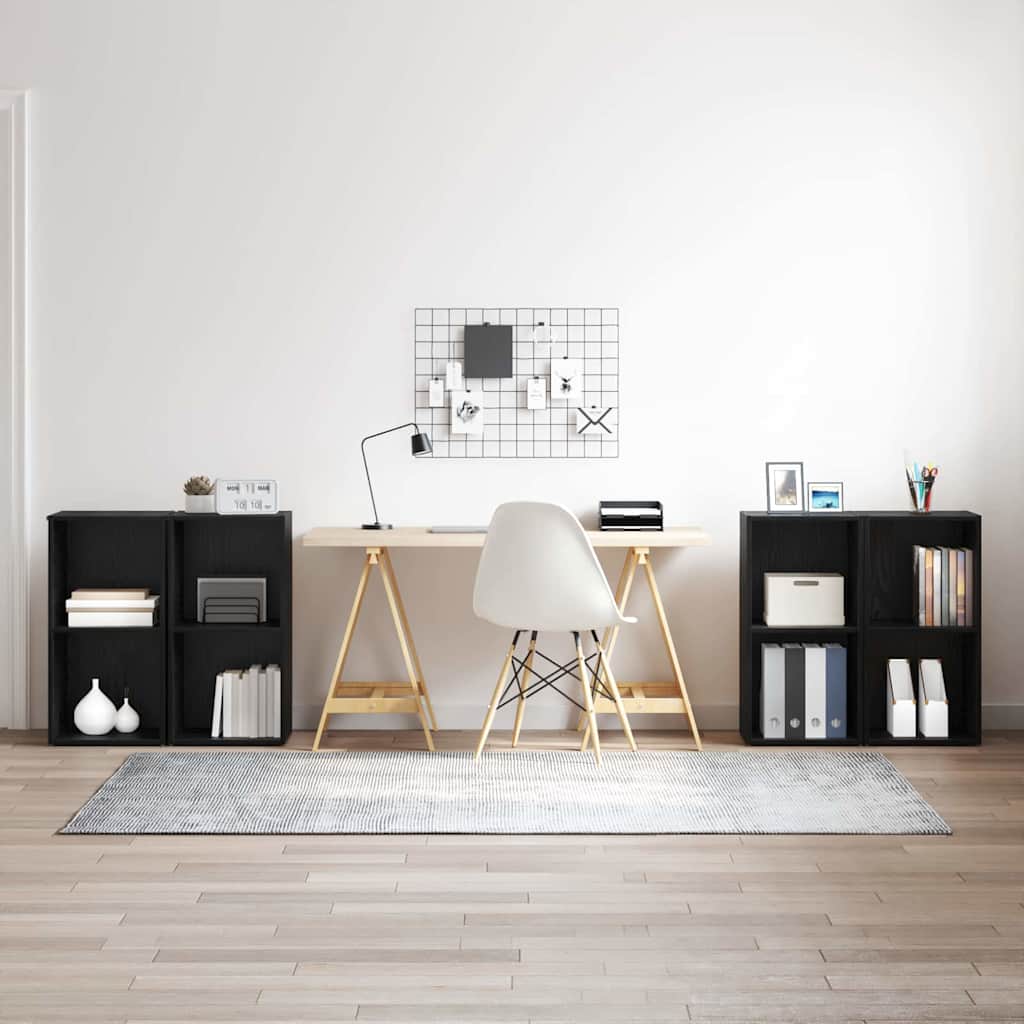 Set mobile TV 4 pz-Set di 4 Credenza per TV Rovere Nero 37 x 37 x 72 cm 764161