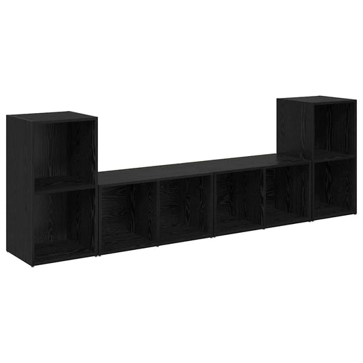 Set mobile TV 4 pz-Set di 4 Credenza per TV Rovere Nero 37 x 37 x 72 cm 764161
