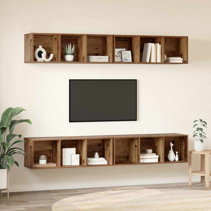 vidaXL Mobile TV da Parete 4 pcs Legno vecchio 37 x 37 x 107.5 cm