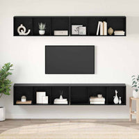 Set mobile TV 4 pz-Set di 4 Credenza per TV Rovere Nero 37 x 37 x 107,5 cm