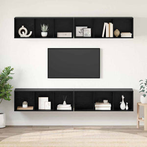 Set mobile TV 4 pz-Set di 4 Credenza per TV Rovere Nero 37 x 37 x 107,5 cm