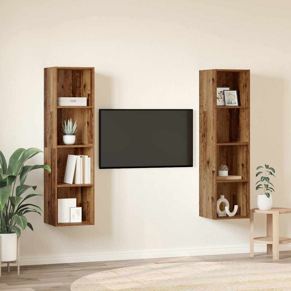 vidaXL Mobile TV 2 pcs Marrone 37 x 37 x 142.5 cm Legno multistrato