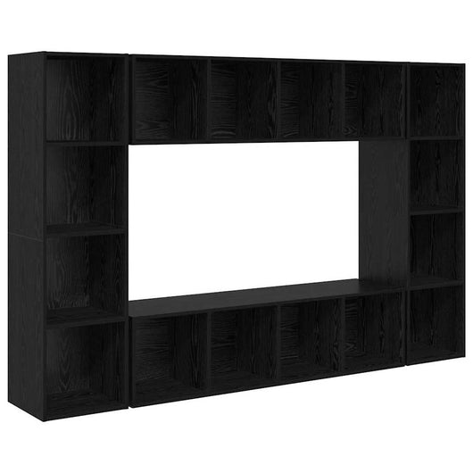 Set mobile TV 4 pz-Set di 4 Credenza per TV Nero 37 x 37 x 142,5 cm Legno multistrato
