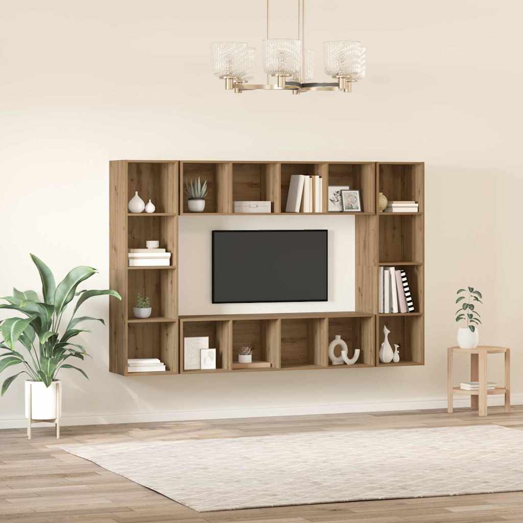 vidaXL Mobile TV 4 pcs Marrone 37 x 37 x 142.5 cm Legno multistrato
