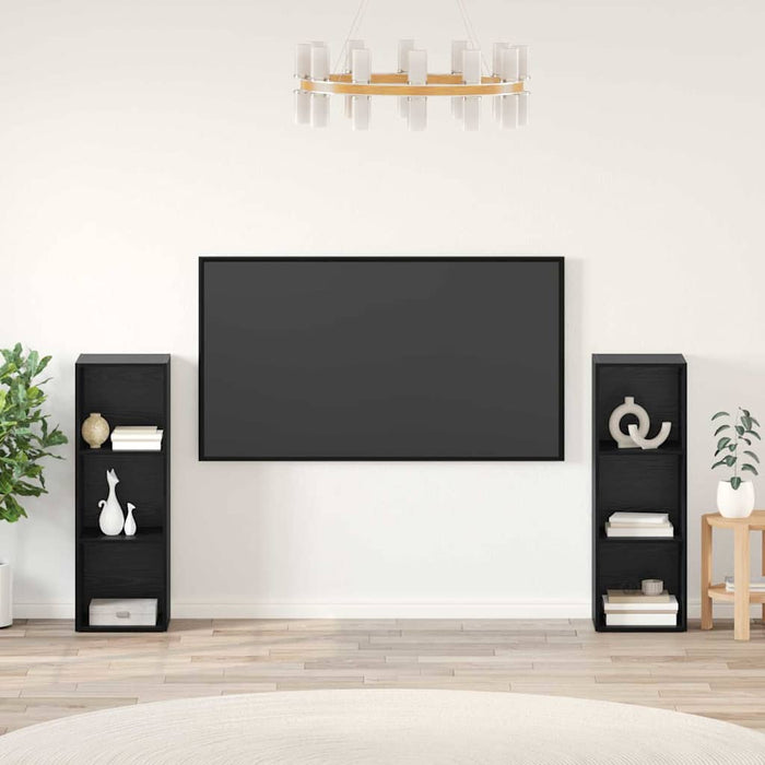 Set mobile TV 2 pz-Set di 2 Credenza per TV Rovere Nero 107 x 35 x 37 cm
