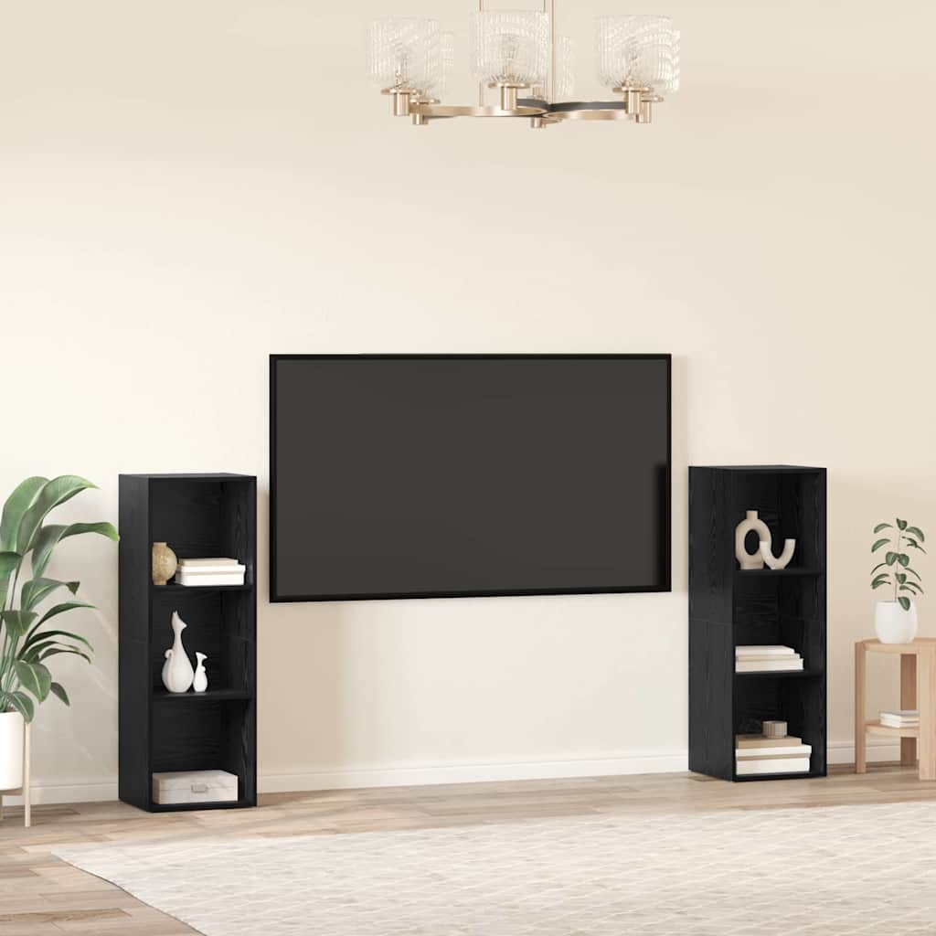 vidaXL Set mobile TV 2 pcs Rovere nero 107 x 35 x 37 cm
