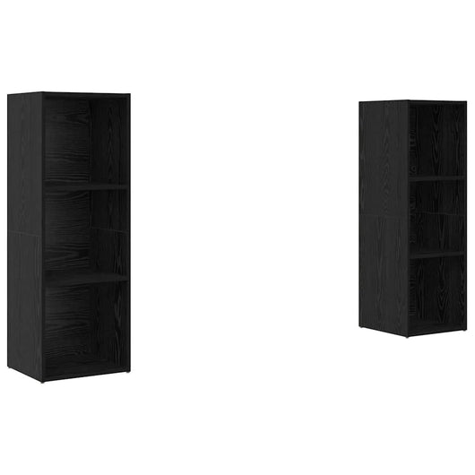 Set mobile TV 2 pz-Set di 2 Credenza per TV Rovere Nero 107 x 35 x 37 cm