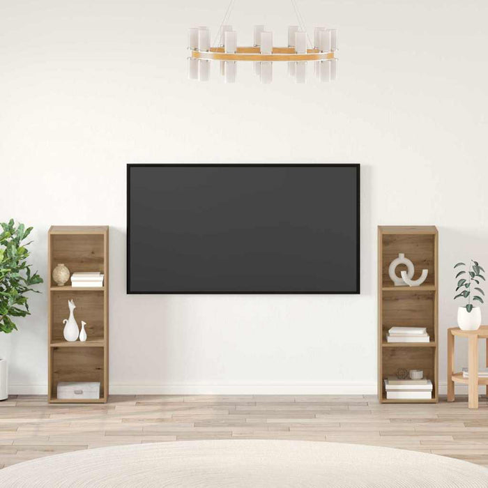 Set mobile TV 2 pz-Set di 2 Credenza per TV Rovere artigianale 107 x 35 x 37 cm