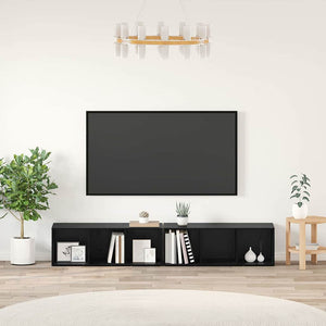 Set mobile TV 2 pz-Set di 2 Credenza per TV Rovere Nero 37 x 35 x 107cm