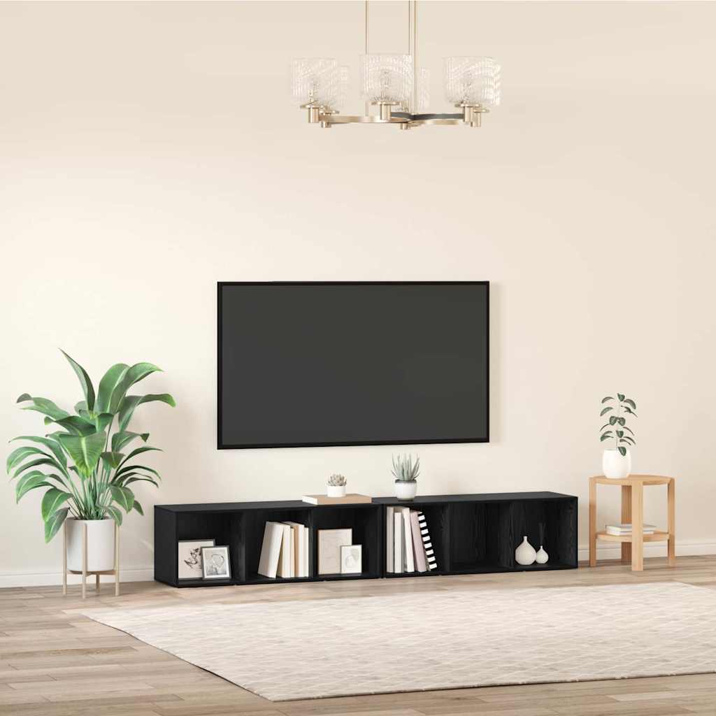 vidaXL Set mobile TV 2 pcs Rovere Nero Legno multistrato