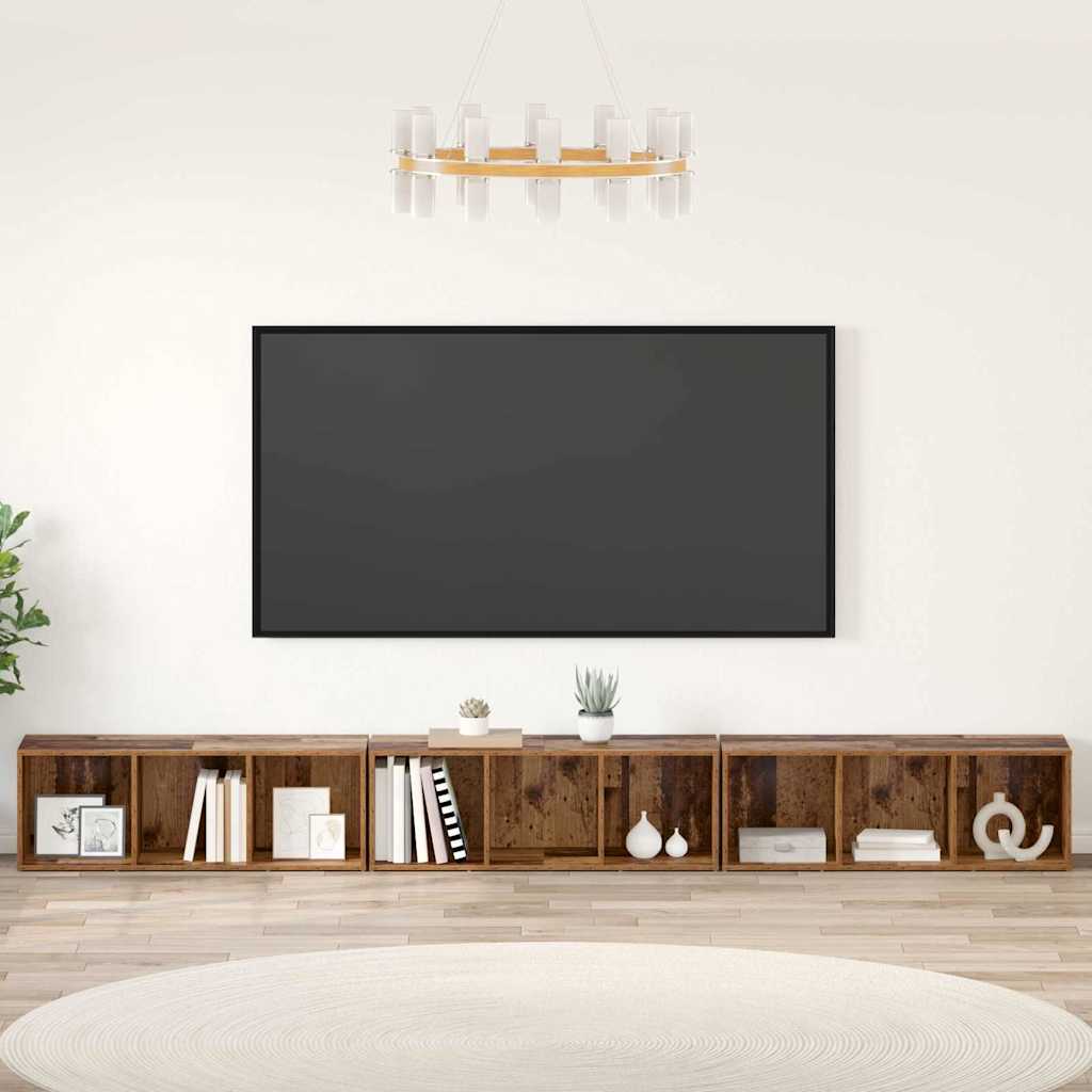 Set mobile TV 3 pz-Set di 3 Credenza per TV Legno vecchio 37 x 35 x 107,5 cm