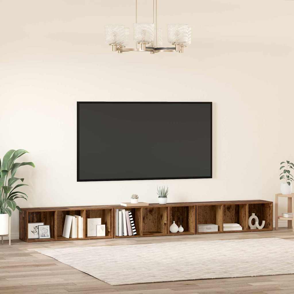 vidaXL Mobile TV 3 pcs Legno vecchio 37 x 35 x 107.5 cm