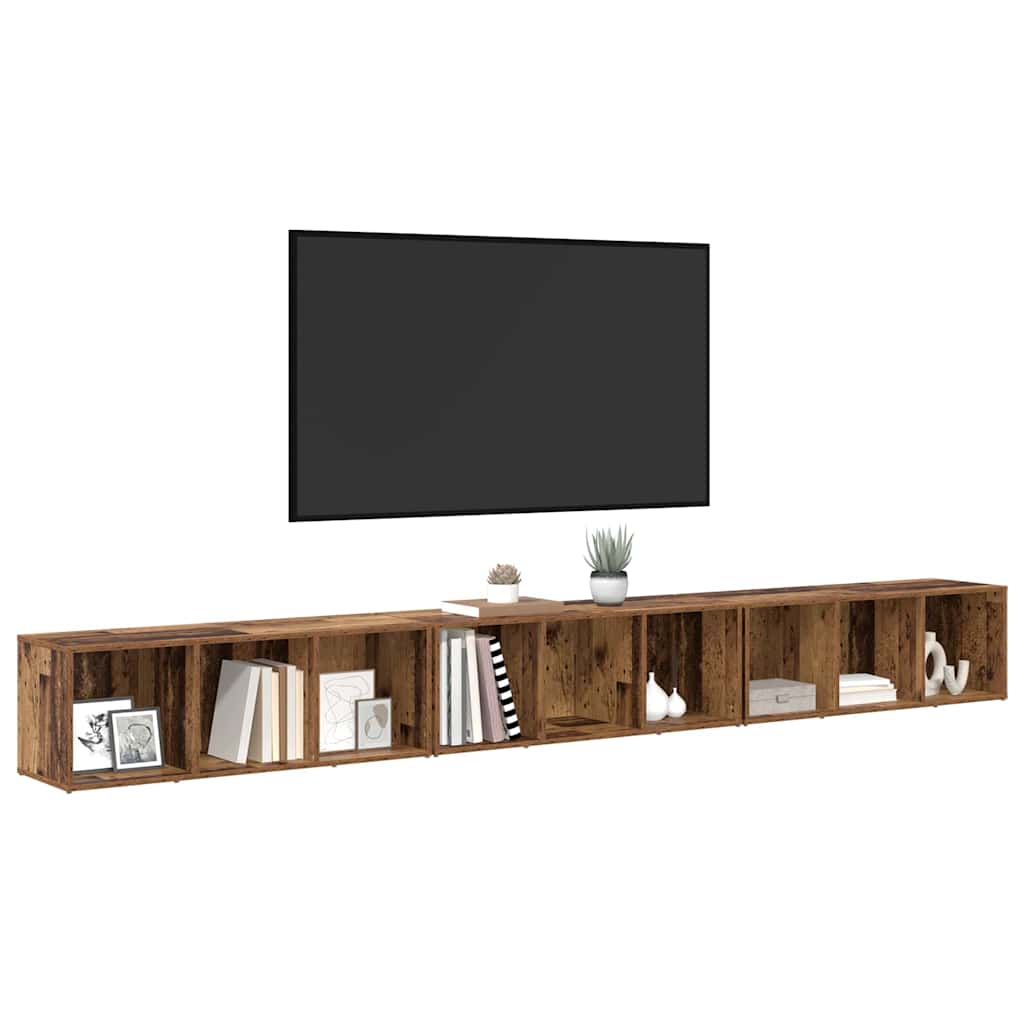 Set mobile TV 3 pz-Set di 3 Credenza per TV Legno vecchio 37 x 35 x 107,5 cm