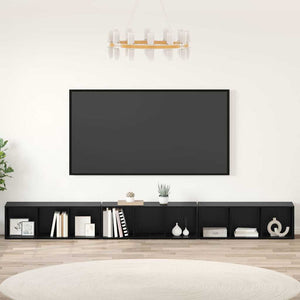 Set mobile TV 3 pz-Set di 3 Credenza per TV Rovere Nero 37 x 35 x 107,5 cm