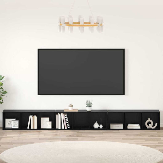 Set mobile TV 3 pz-Set di 3 Credenza per TV Rovere Nero 37 x 35 x 107,5 cm