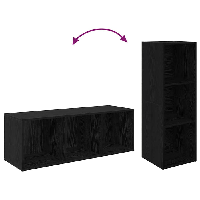 Set mobile TV 3 pz-Set di 3 Credenza per TV Rovere Nero 37 x 35 x 107,5 cm